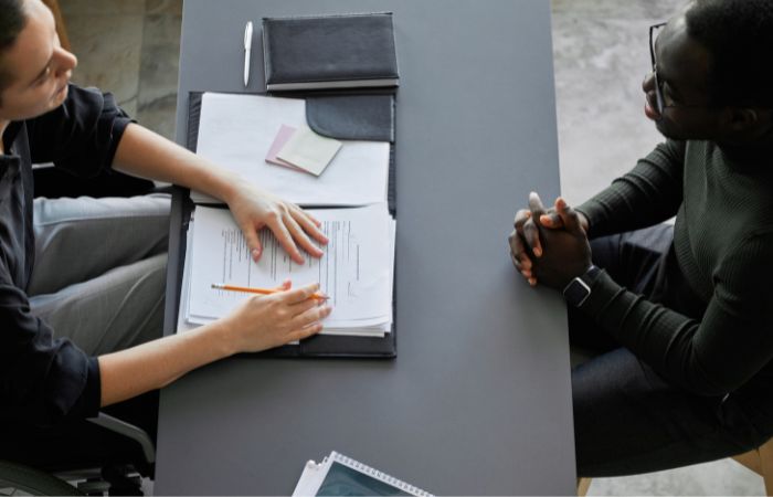 Professional HR manager with a folder