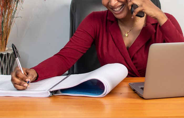 Professional virtual receptionist with headset